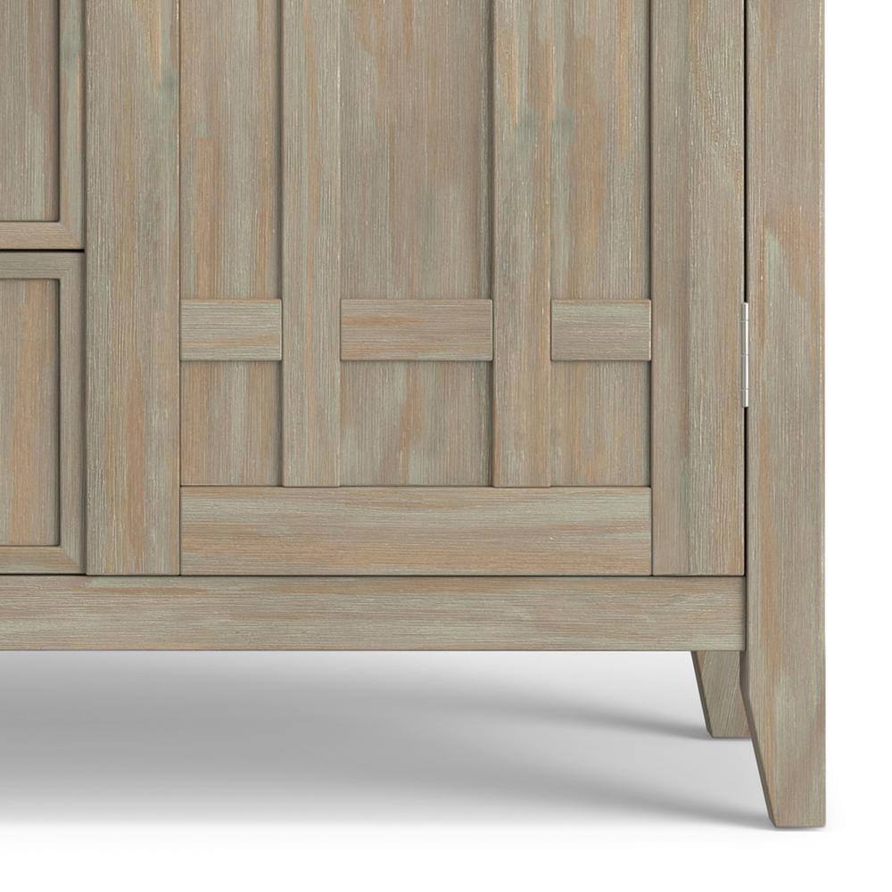 Bedford Transitional 54" Solid Pine Wood Sideboard Buffet and Wine Rack in Distressed Grey