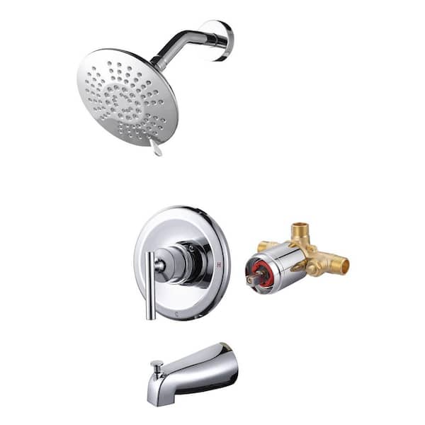 Single Handle 5-Spray Shower Faucet 1.8 GPM with Tub Spout in. Chrome Valve Included