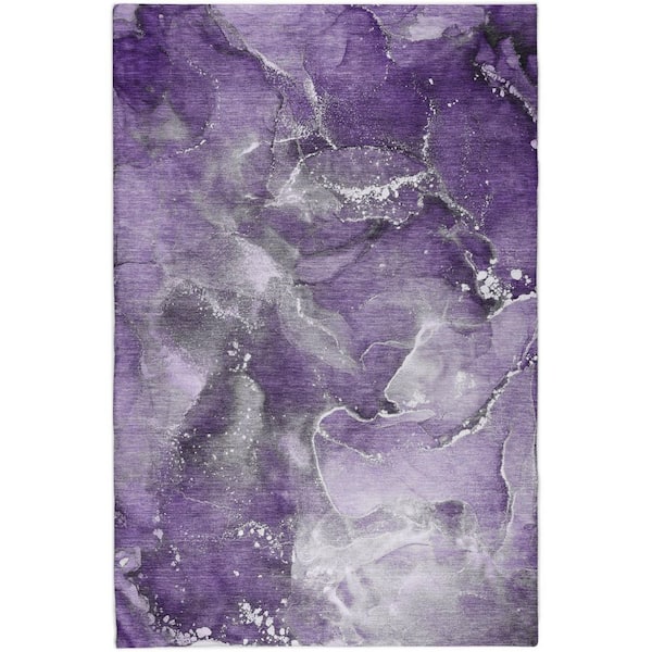 Dream Shag Premium Machine Washable Abstract ADS518 Purple 8 ft. x 10 ft. Area Rug
