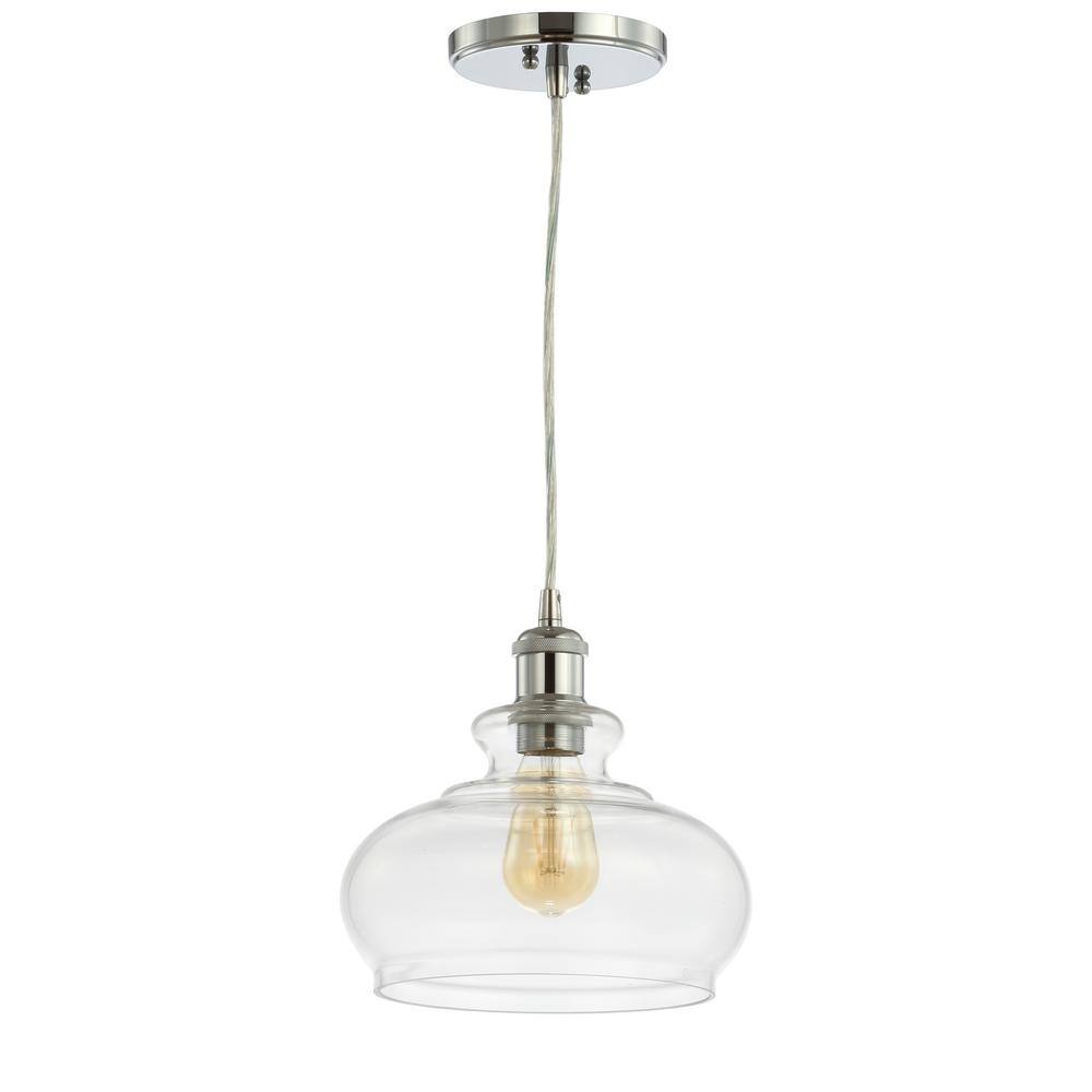 Wyatt 9.5" Chrome Polished Clear Glass LED Pendant Light