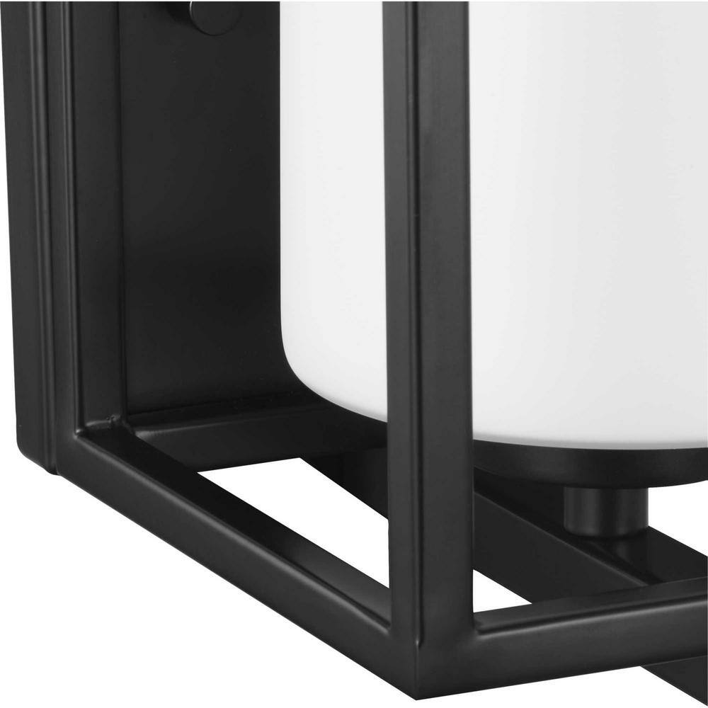 Matte Black Steel Wall Sconce with Opal Glass Shade