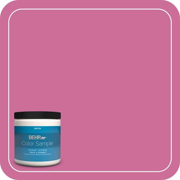 BEHR PREMIUM PLUS 8 oz. #100B-6 Fuchsia Kiss Satin Enamel Interior/Exterior Paint & Primer Color Sample