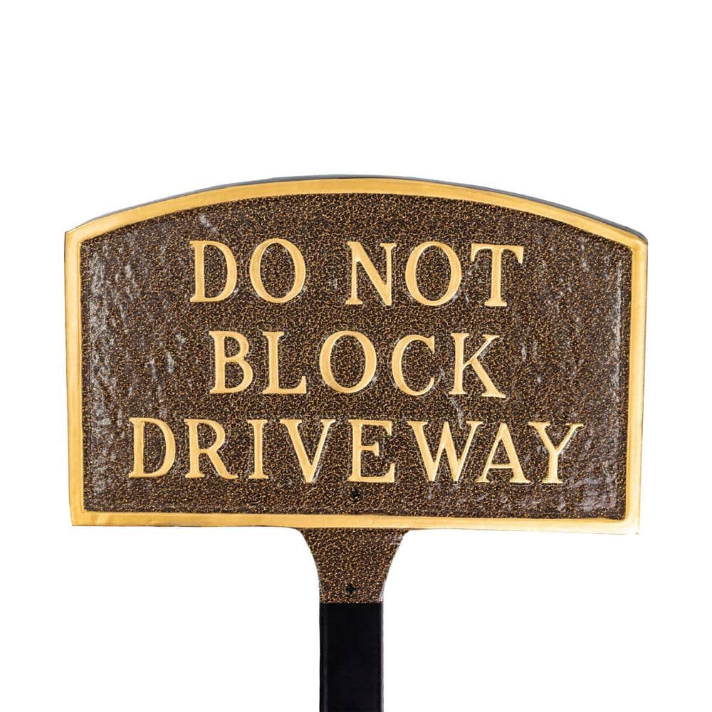 10 in. x 15 in. Standard Arch Do Not Block Driveway Statement Plaque Sign with Lawn Stake-Hammered Bronze price history on PriceWatchPro