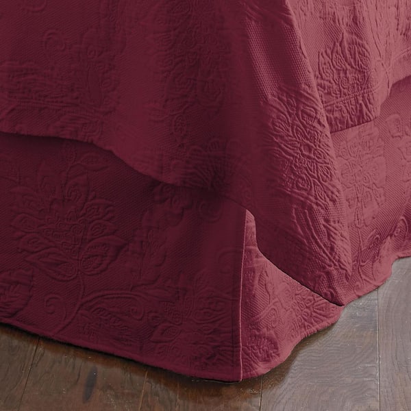 The Company Store Putnam Matelasse 14 in. Claret Cotton Twin Bed Skirt