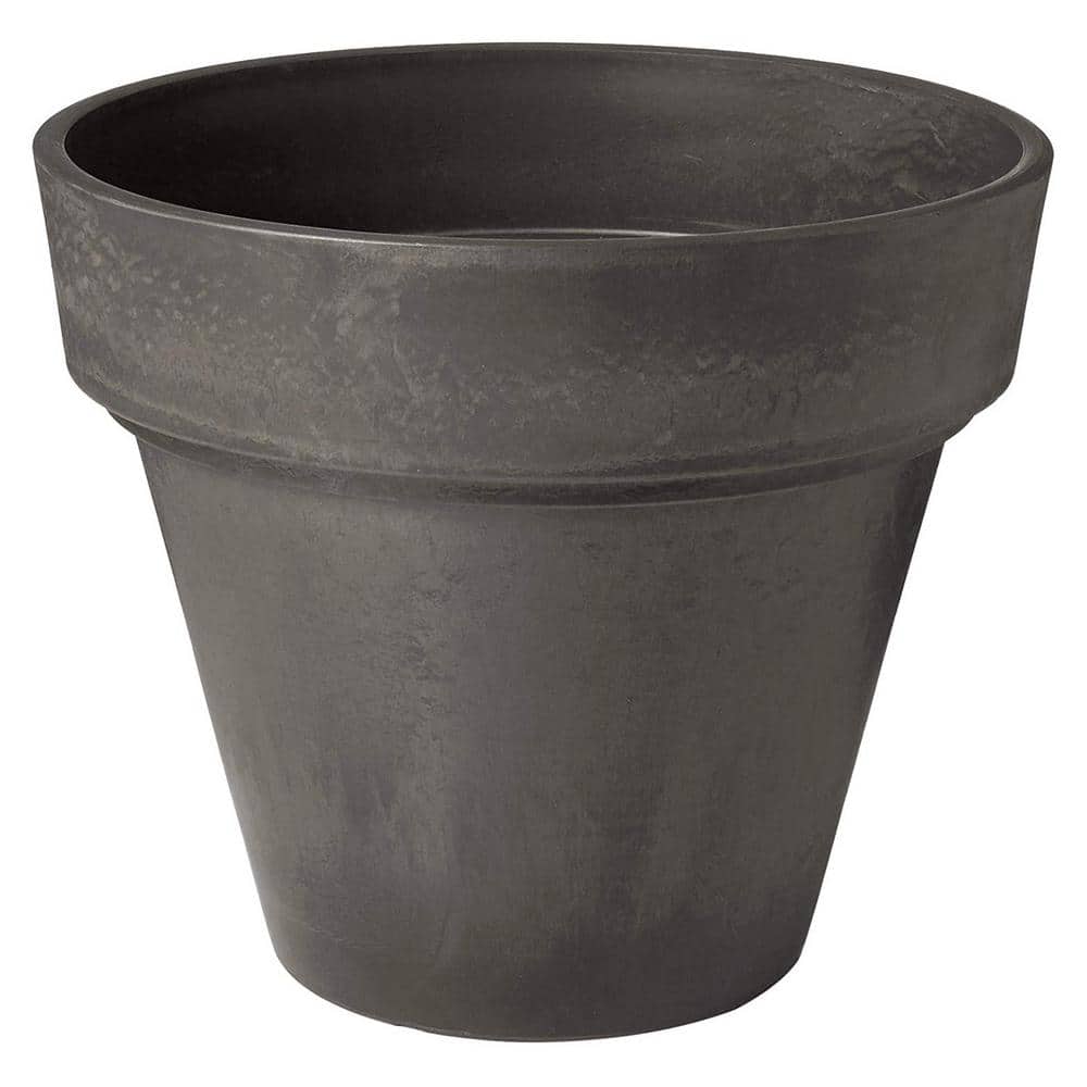 14-Inch Dark Charcoal Recycled Plastic Stone Wood Planter