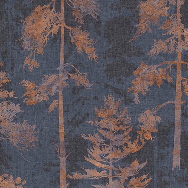 Norse Forrest Navy and Bark Wallpaper