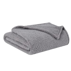 Marshmallow Sherpa Grey King Blanket