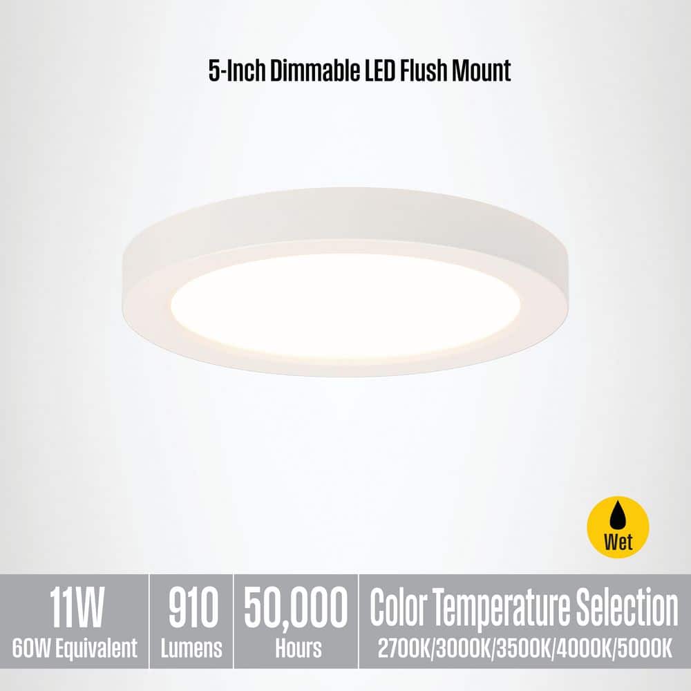 Westinghouse 5'' White LED Flush Mount Drum Ceiling Light, Energy Star