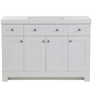 Everdean 48 in. W x 19 in. D x 34 in. H Single Sink Freestanding Bath Vanity in White with White Cultured Marble Top