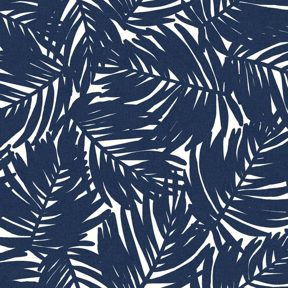 Navy Blue Palm Bamboo Polyester Outdoor Settee Cushion