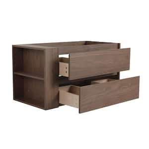 35.19 in. W. x 17.94 in. D x 18.88 in. H Wall Mounted Plywood Bath Vanity Cabinet without Top in Brown Oak