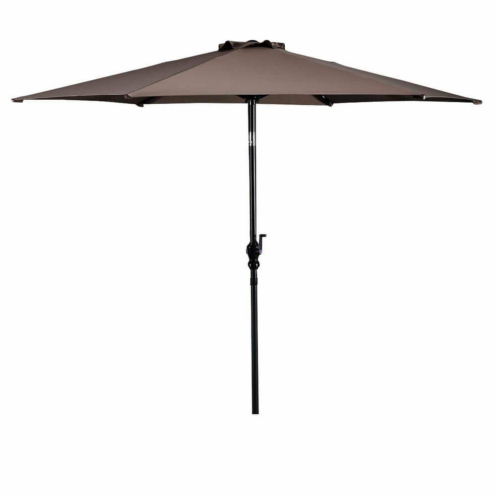 Costway 9 ft. Steel Market Patio Umbrella Tilt with Crank Outdoor Yard Garden in Tan