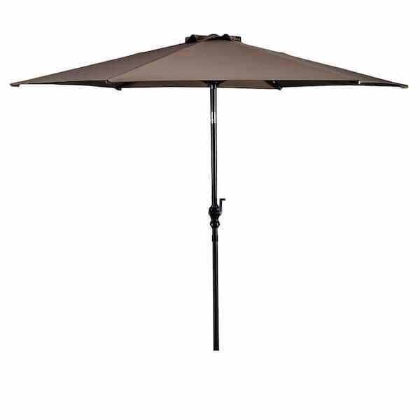 Costway 9 ft. Steel Market Patio Umbrella Tilt with Crank Outdoor Yard Garden in Tan