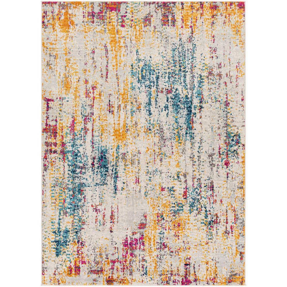 Modern Abstract Blue Synthetic 7'10" x 10' Area Rug