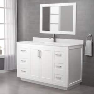 Miranda 54 in. W x 22 in. D x 33.75 in. H Single Bath Vanity in White with White Cultured Marble Top