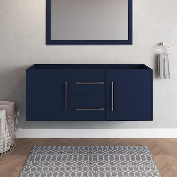 VOLPA USA AMERICAN CRAFTED VANITIES Napa 60 in. W x 20 in. D x 21 in. H Single Sink Bath Vanity Cabinet without Top in Navy Blue, Wall Mounted