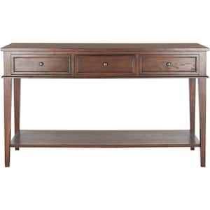 Manelin 60 in. Sepia Standard Rectangle Wood Console Table with Drawers