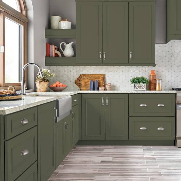 1 gal. #N350-7A Mountain Olive Semi-Gloss Enamel Interior/Exterior Cabinet, Door & Trim Paint