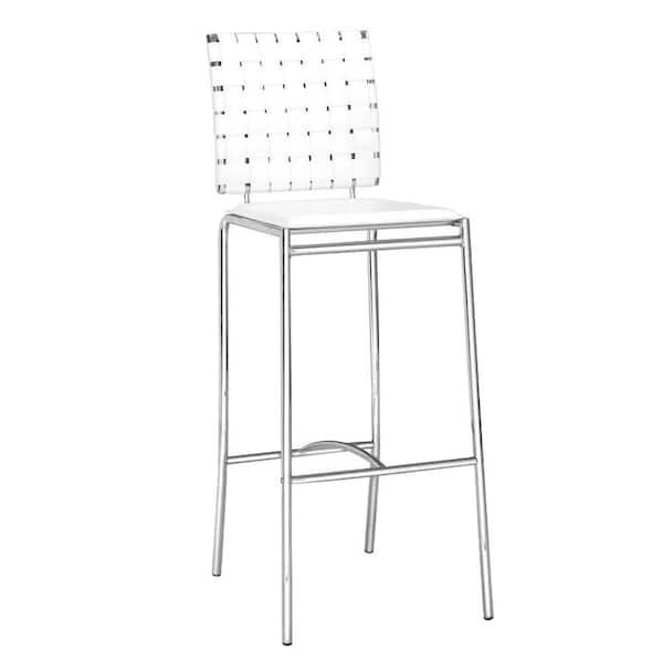 ZUO 29 in. White Bar Stool (Set of 2)