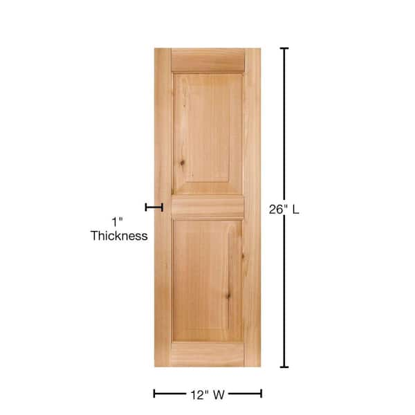 Ekena Millwork RWR12X026UNM Exterior Real Wood Sapele Mahogany Raised Panel Shutters (Per Pair), Unfinished, 12W x 26H