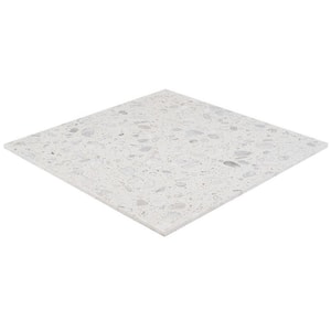 Terra Italia Bianco 4 in. x 0.47 in. Honed Marble Terrazzo Floor and Wall Tile Sample