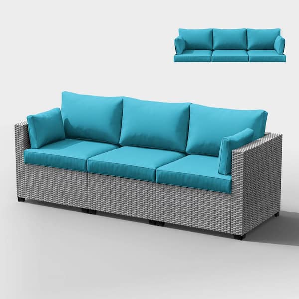 Kimunuk 25.6 in. x 23.6 in. x 4 in. (8-Piece) Deep Seating Outdoor Lounge Chair Sofa Cushion with Lumber Pillow Cushion Lake