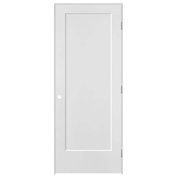 Masonite 32 in. x 80 in. 1 Panel Left-Handed Primed Composite Solid Core Single Prehung Interior Door 4-9/16 in. Flat Jamb