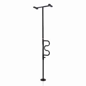 Wonder Pole, Adjustable 84 in. to 120 in. Curved Grab Bar, Tension Mounted Floor to Ceiling Security Pole in Black