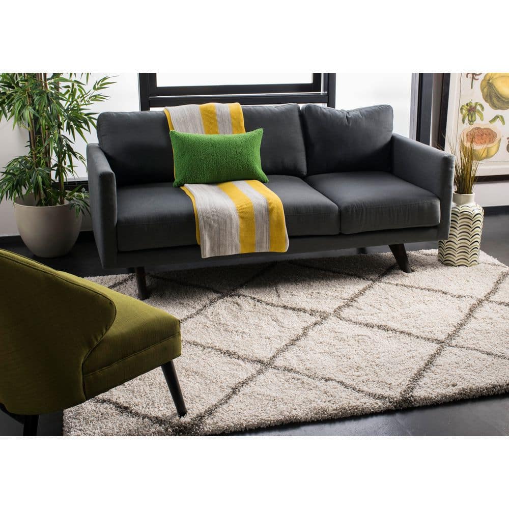 Hudson Shag 11 ft. x 11 ft. Square Ivory/Gray Geometric Diamonds Area Rug price history on PriceWatchPro