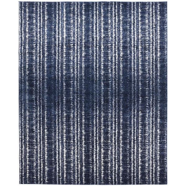 HomeRoots Blue, Black, Ivory 4 ft. x 6 ft. Abstract Area Rug