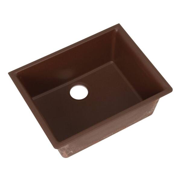 HOUZER Gemo Series Undermount Granite 23.625x18.313x8.688 0-hole Single Basin Kitchen Sink in Copper