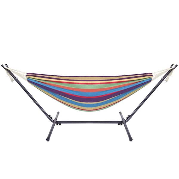 8.6 ft. Free Standing Hammock with Stand in Multi-color Stripe