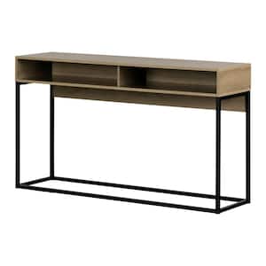 Mezzy 53.5 in. Light Walnut Rectangle Metal and MDF Console Table with Metal Legs