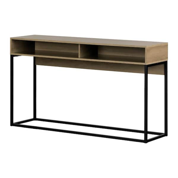 South Shore Mezzy 53.5 in. Light Walnut Rectangle Metal and MDF Console Table with Metal Legs