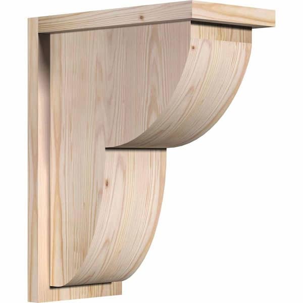 Ekena Millwork 7-1/2 in. x 14 in. x 18 in. Douglas Fir Crestline Smooth Corbel with Backplate