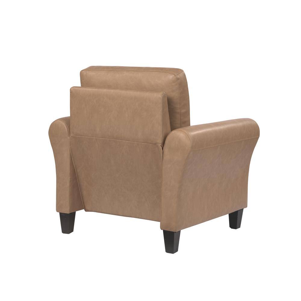 Brown Faux Leather Lawson Accent Chair with Tapered Legs