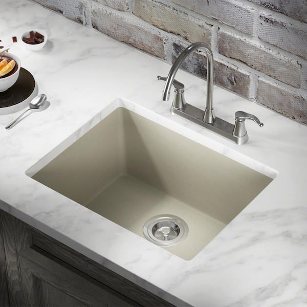 MR Direct Slate Quartz Granite 22 in. Single Bowl Dualmount Kitchen Sink with Strainer