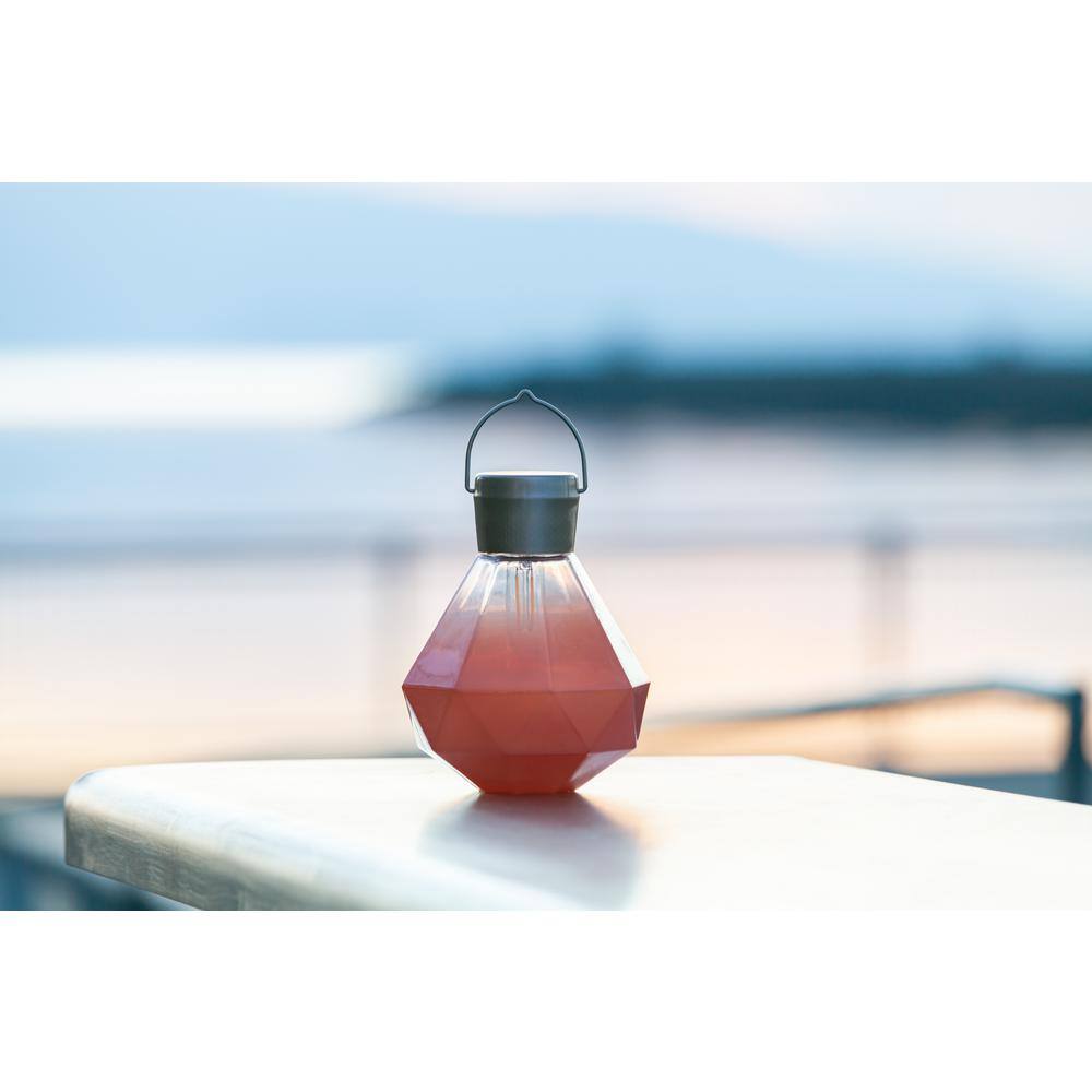 Bahama Coral Solar Powered Outdoor Hanging Light with Edison Bulb