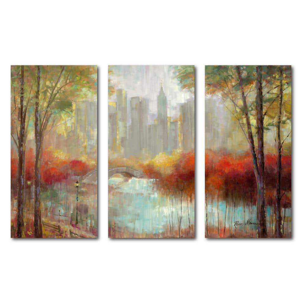 Designart 'Vivid Imagination' Abstract People Print on Wrapped Canvas Set - 36x28 - 3 Panels - 36 in. Wide x 28 in. High