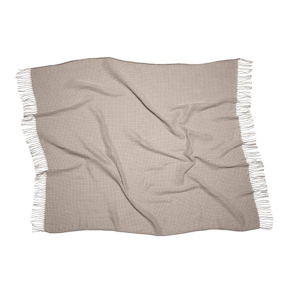 Dark Taupe Knitted Reversible Throw Blanket with Fringe