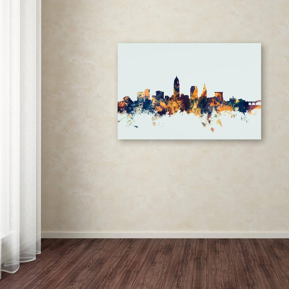 Cleveland Ohio Skyline Blue Abstract Canvas Print