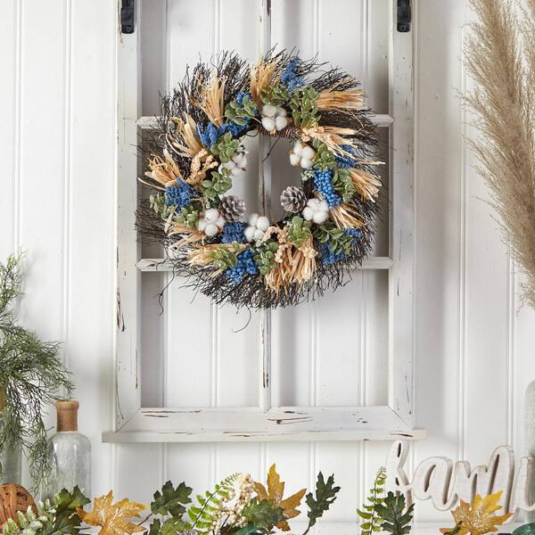 Durable DIY Fall Wreath Supplies with Hydrangea Leaves Farmhouse Rustic  Wreath Decor for Autumn Halloween Thanksgiving