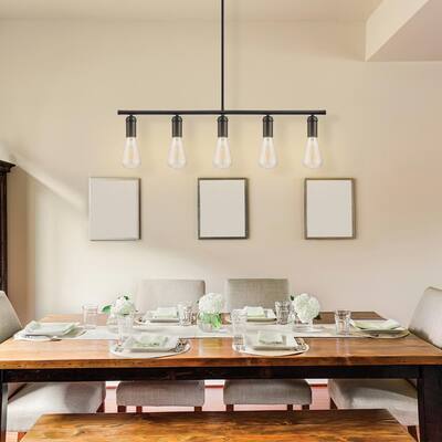 Black Industrial Globe Electric Lighting The Home Depot Industrial Globe Electric Lighting, Beaugard 5 Light Matte Black Chandelier