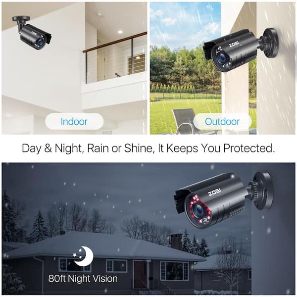Black Wired 1080p Outdoor Bullet TVI Security Camera Compatible with TVI DVR (4-Pack)