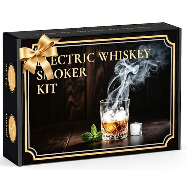 Electric Whiskey Smoker Kit, Rechargeable Bourbon Smoker Kit with 6 Flavors of Natural Wood Chips, Black