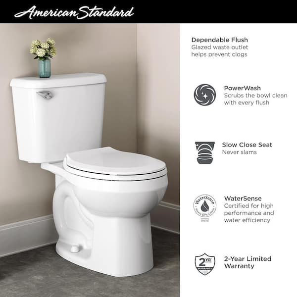 American Standard Edgemere White Round Chair Height 2-piece WaterSense Soft  Close Toilet 10-in Rough-In 1.28-GPF in the Toilets department at