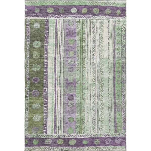 Mayfield Premium Machine Washable Abstract AMF1963 Purple 5 ft. x 7 ft. 6 in. Area Rug