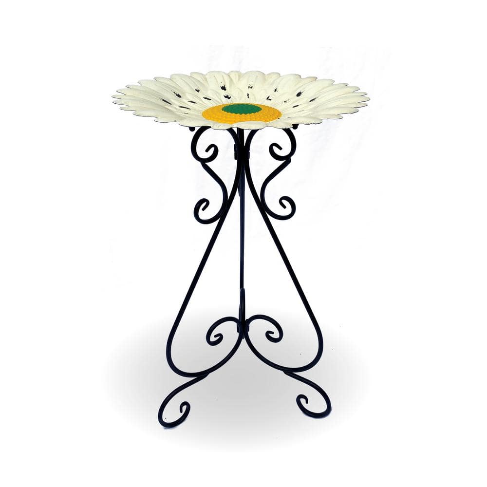 BACKYARD EXPRESSIONS PATIO · HOME · GARDEN 24 in. White Metal Flower Birdbath 906571 The Home