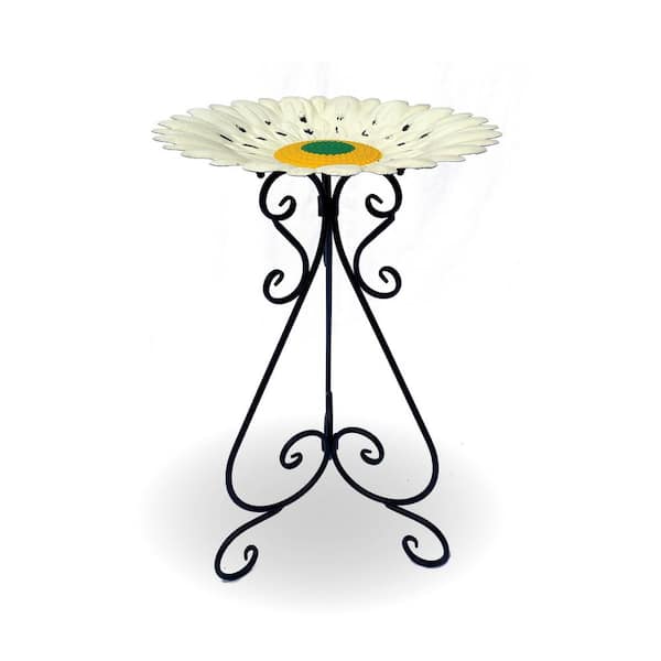 BACKYARD EXPRESSIONS PATIO · HOME · GARDEN 24 in. White Metal Flower Birdbath