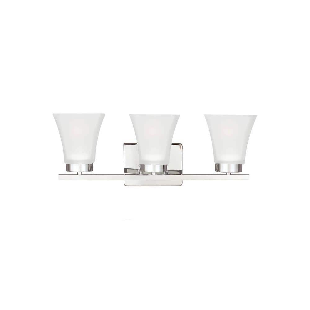 Bayfield 20 in. 3-Light Chrome Contemporary Wall Bathroom Vanity Light with Satin Etched Glass Shades price history on PriceWatchPro